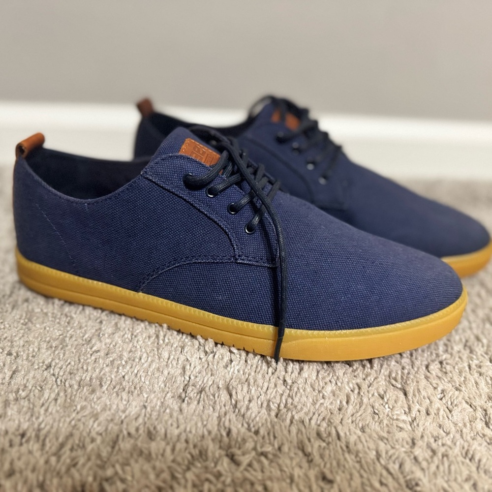 Clae Navy Sneakers with Yellow Sole